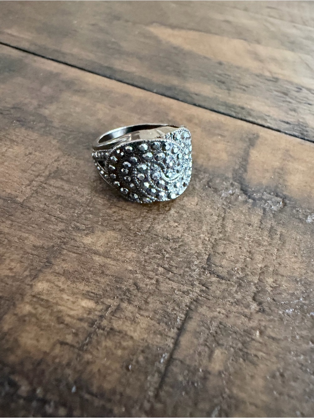 Premier Designs Silver Crystal Pavé Dome Statement Ring
